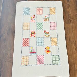 1950s Colorful Patchwork Baby Quilt